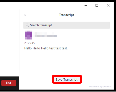 When viewing the Full Transcript as described above, a Save Transcript button will be available.
