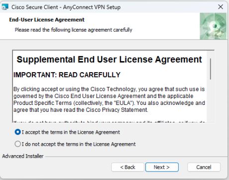 Accept the End-User License Agreement