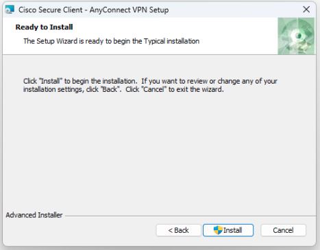 Start the installation by clicking "Install"