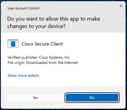 If prompted for administrator approval to install the package, click "Yes"
