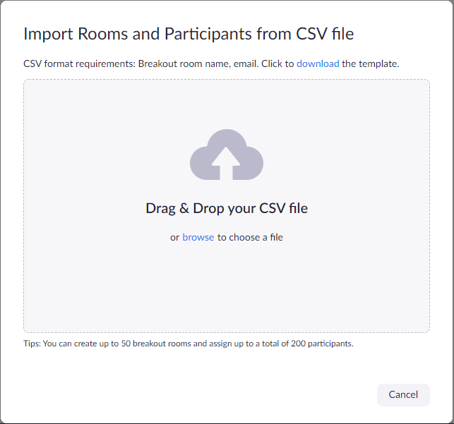 Breakout room pre-assignment using CSV