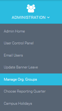 select the manage org groups option under Administration