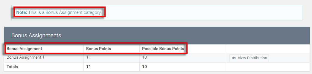 text changes adds the word bonus in front of assignments and points