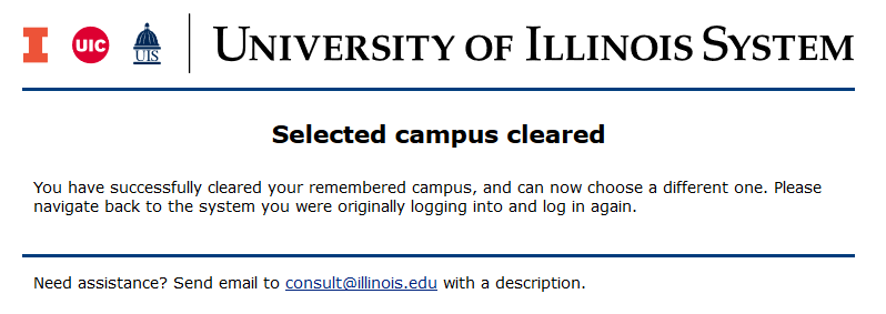 Selected campus cleared screen