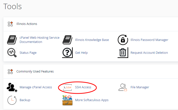 SSH Access button